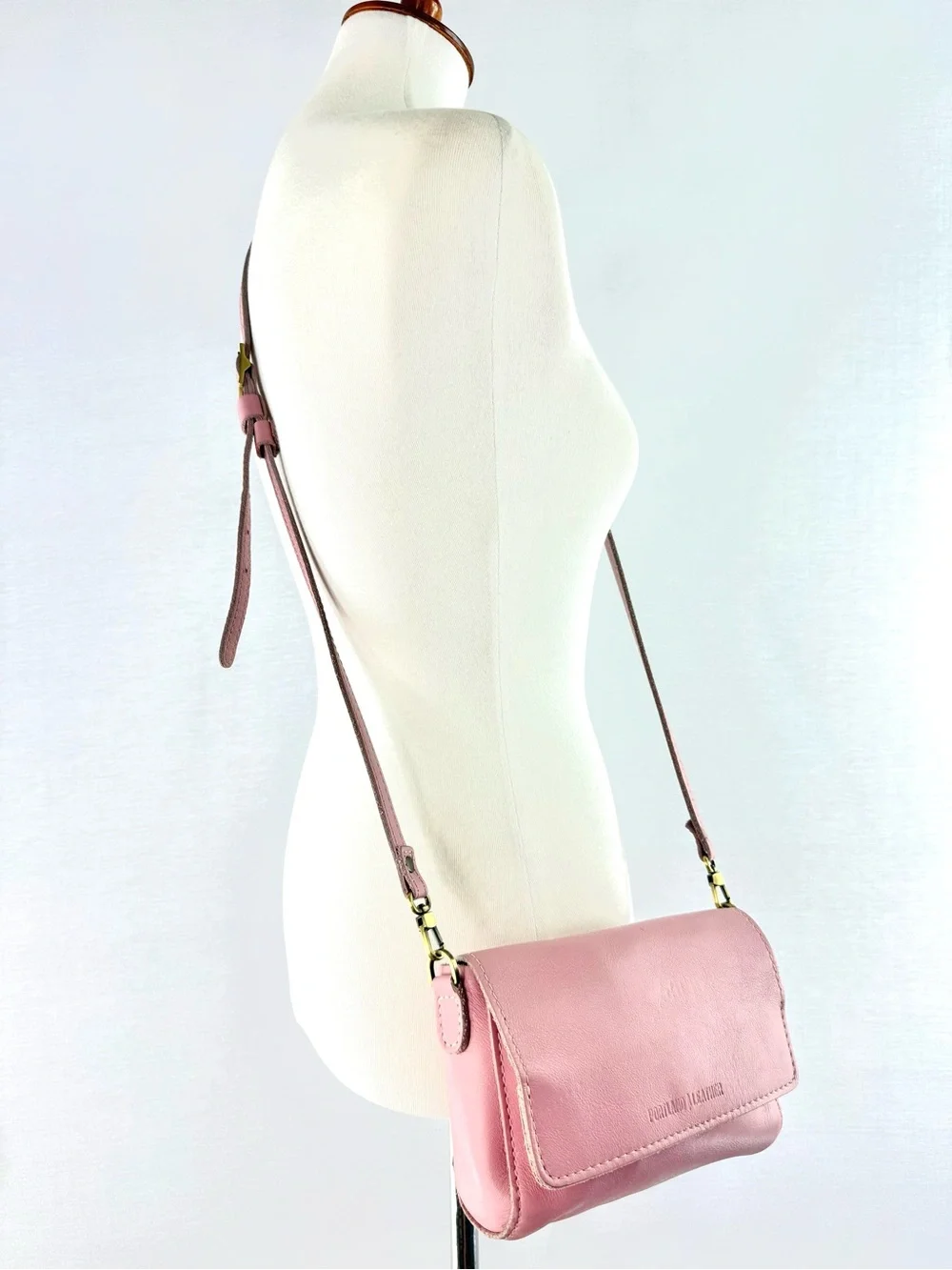 Portland Leather Pink Leather Metro Mini Crossbody Bag